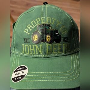 John Deere Hat Stapback Cap Boy Green Baseball Property of Farm Tractor Youth
